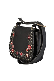 Current Boutique-Kate Spade - Black Pebbled Leather Crossbody w/ 3D Flowers