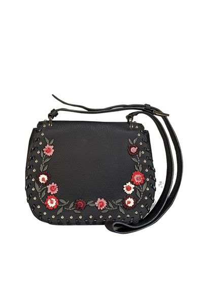 Current Boutique-Kate Spade - Black Pebbled Leather Crossbody w/ 3D Flowers