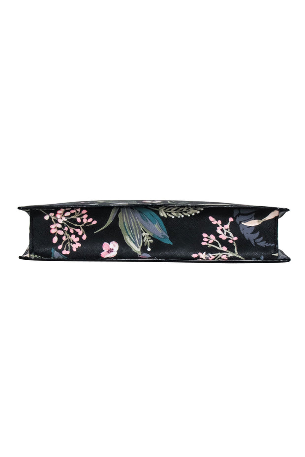 Current Boutique-Kate Spade - Black & Pink Multi Floral Print Leather Crossbody