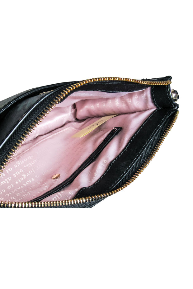 Current Boutique-Kate Spade - Black & Pink Multi Floral Print Leather Crossbody