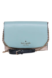Current Boutique-Kate Spade - Light Blue, Navy & White Saffiano Leather Crossbody Bag