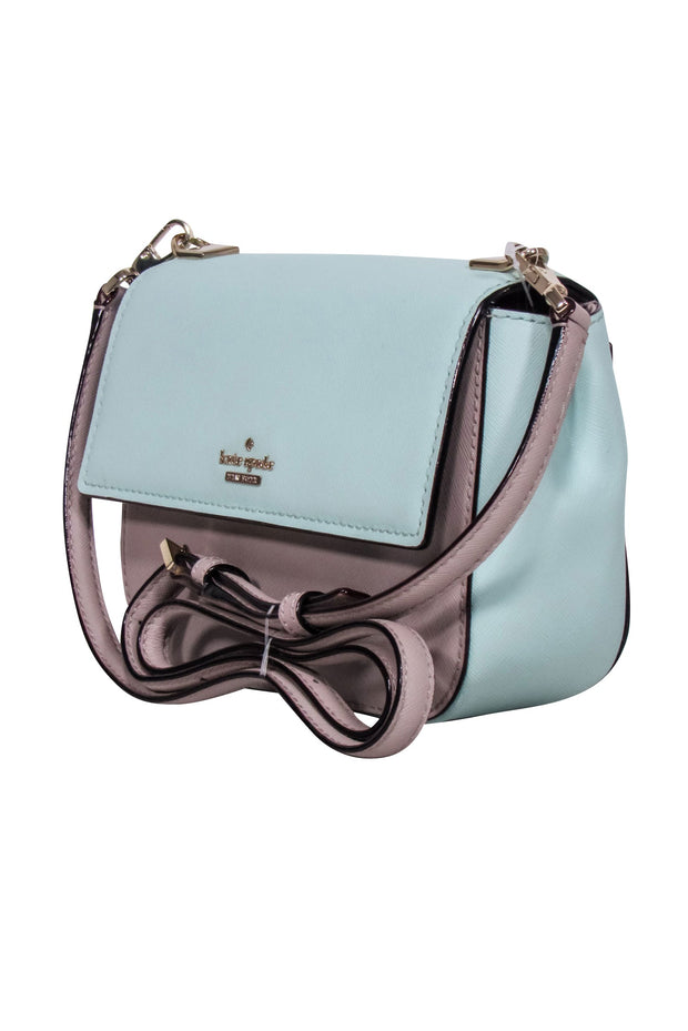 Current Boutique-Kate Spade - Light Blue & Taupe Colorblocked Leather Crossbody Bag
