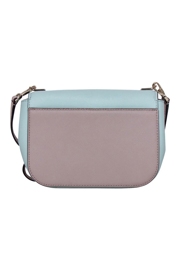 Current Boutique-Kate Spade - Light Blue & Taupe Colorblocked Leather Crossbody Bag
