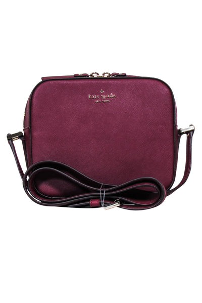 Current Boutique-Kate Spade - Maroon Saffiano Leather Structured Crossbody Bag