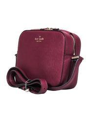 Current Boutique-Kate Spade - Maroon Saffiano Leather Structured Crossbody Bag