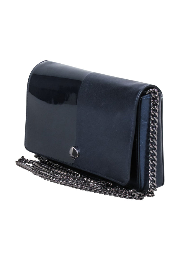 Current Boutique-Kate Spade - Navy Leather & Patent Fold Over Crossbody Bag