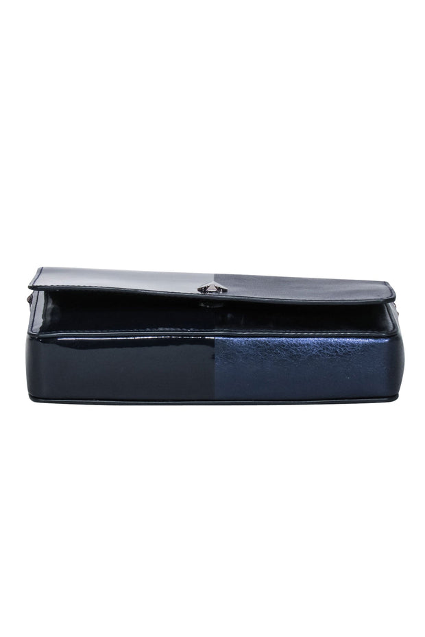 Current Boutique-Kate Spade - Navy Leather & Patent Fold Over Crossbody Bag