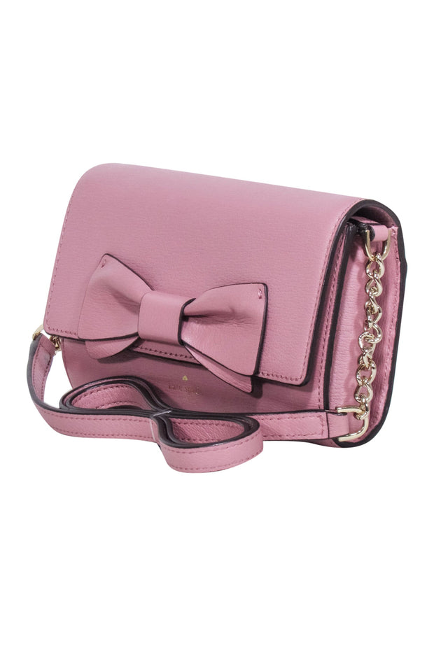 Current Boutique-Kate Spade - Mauve Pink Leather Bow Front Flap Crossbody Bag