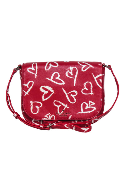 Current Boutique-Kate Spade - Red Leather Lipstick Heart Print Crossbody Bag