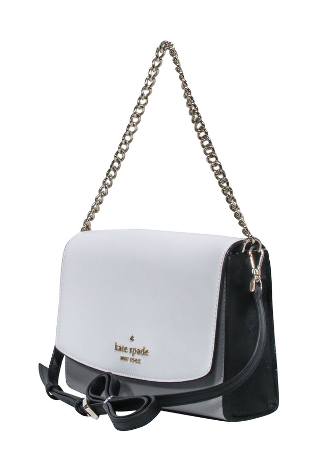 Current Boutique-Kate Spade - White, Grey & Black Leather Crossbody Bag