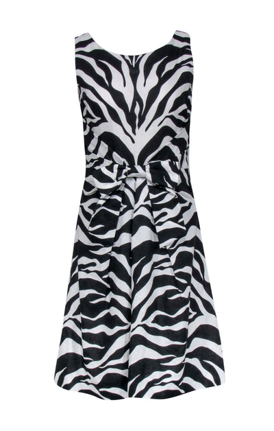 Current Boutique-Kate Spade - Black & White Zebra Print Sleeveless Bow Front Dress Sz 6