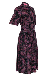 Current Boutique-Kate Spade - Black w/ Purple & Pink Mini Poppy Floral Print Short Sleeve Dress Sz 8