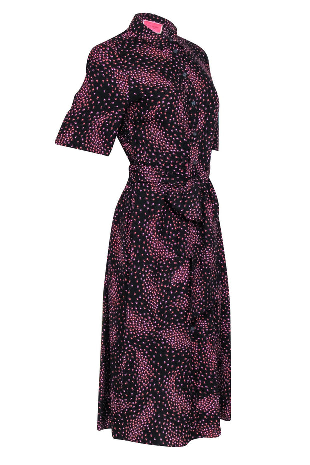 Current Boutique-Kate Spade - Black w/ Purple & Pink Mini Poppy Floral Print Short Sleeve Dress Sz 8