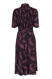 Current Boutique-Kate Spade - Black w/ Purple & Pink Mini Poppy Floral Print Short Sleeve Dress Sz 8