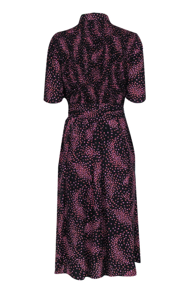 Current Boutique-Kate Spade - Black w/ Purple & Pink Mini Poppy Floral Print Short Sleeve Dress Sz 8