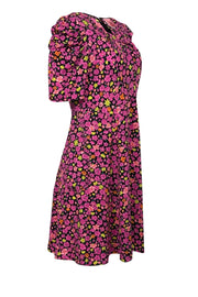 Current Boutique-Kate Spade - Black w/ Pink & Yellow Floral Print A-Line Dress Sz 8