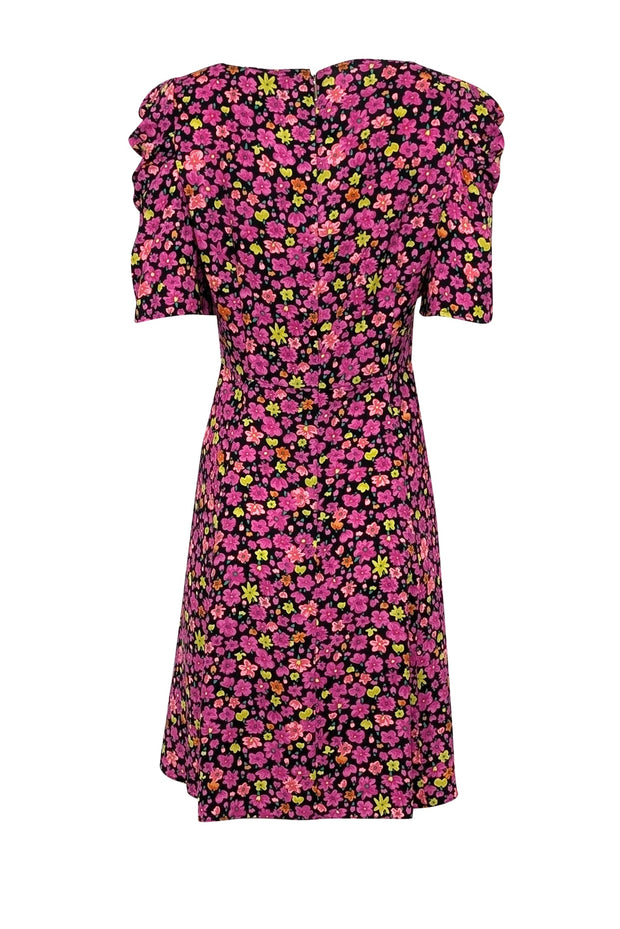 Current Boutique-Kate Spade - Black w/ Pink & Yellow Floral Print A-Line Dress Sz 8