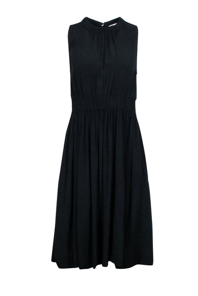 Current Boutique-Kate Spade - Black Pleated Midi Dress w/ Tie-Back Neckline Sz 6