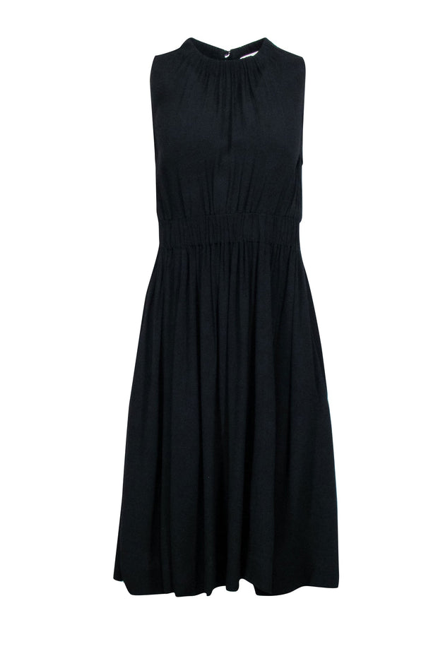Current Boutique-Kate Spade - Black Pleated Midi Dress w/ Tie-Back Neckline Sz 6
