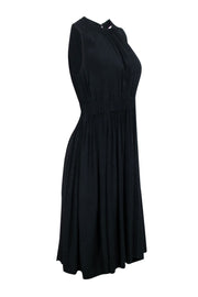 Current Boutique-Kate Spade - Black Pleated Midi Dress w/ Tie-Back Neckline Sz 6