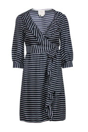 Current Boutique-Kate Spade - Dark Navy & White Striped "Daniella" Wrap Dress Sz 00