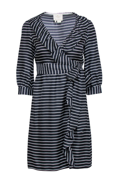 Current Boutique-Kate Spade - Dark Navy & White Striped "Daniella" Wrap Dress Sz 00