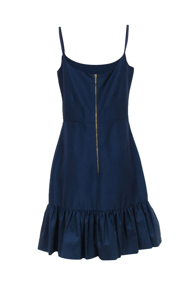 Current Boutique-Kate Spade - Navy Midi Sheath Dress w/ Flounce Hem Sz 12