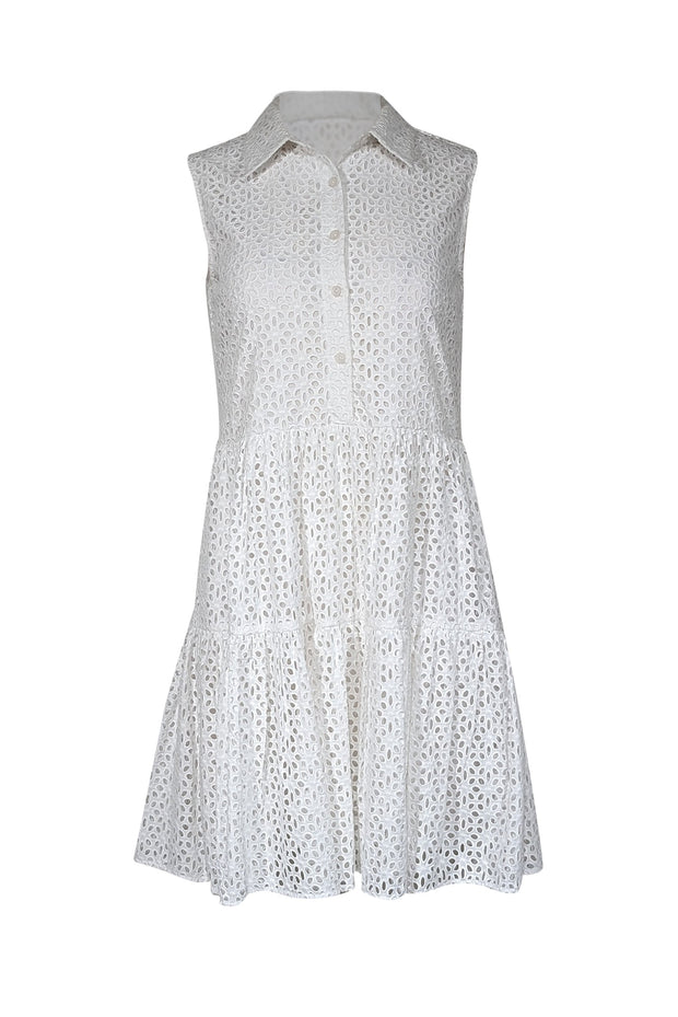 Current Boutique-Kate Spade - White Eyelet Lace Quarter Button Front Dress Sz S