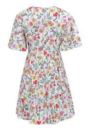 Current Boutique-Kate Spade - White w/ Multicolor Floral Print Textured Woven Dress Sz 8