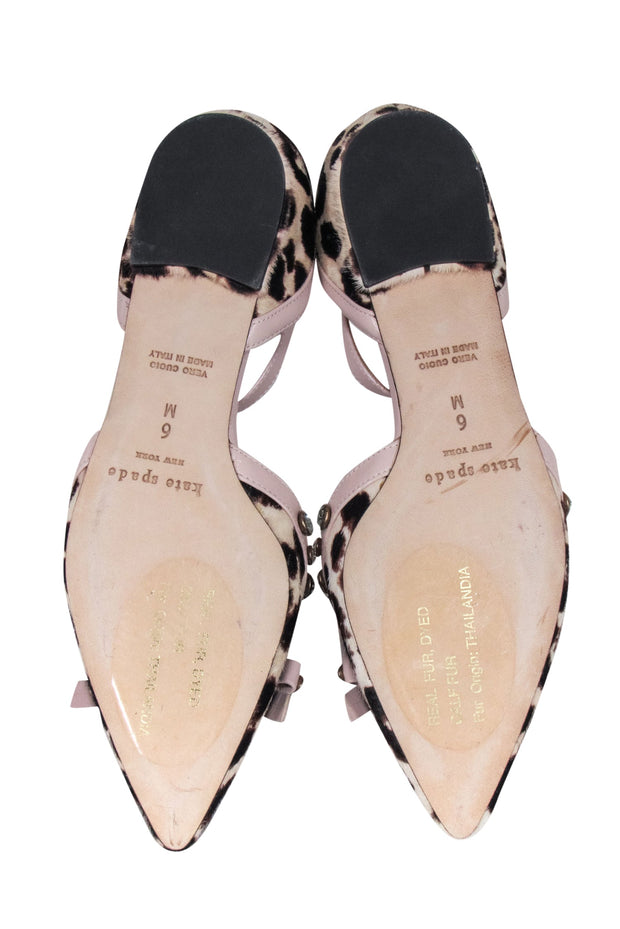Current Boutique-Kate Spade - Beige, Brown, & Black Leopard Print Flats w/ Jeweled Bow Straps Sz 6