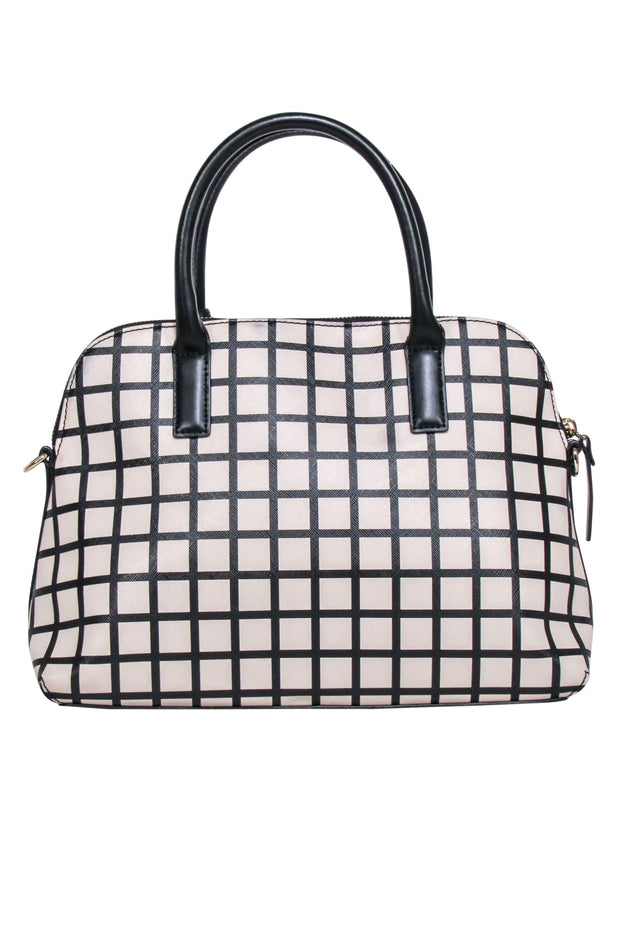 Current Boutique-Kate Spade - Beige & Black Checkered Saffiano Leather Handbag
