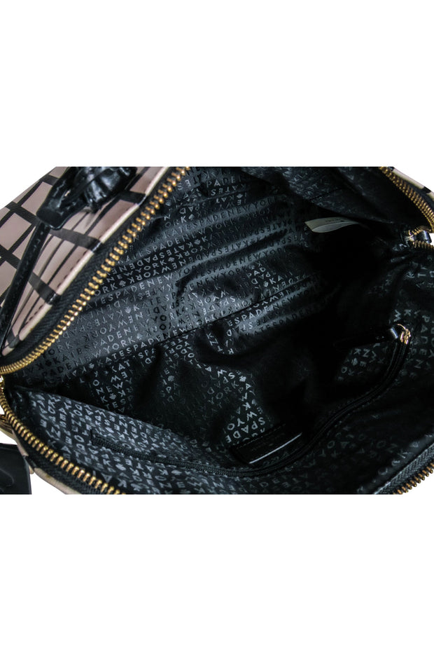 Current Boutique-Kate Spade - Beige & Black Checkered Saffiano Leather Handbag