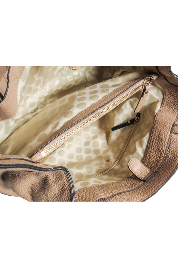 Current Boutique-Kate Spade - Beige & Black Leather Handbag w/ Bow Accent