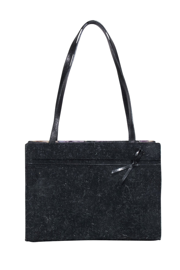 Current Boutique-Kate Spade - Charcoal Grey Wool Handbag w/ Leather Handles