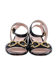 Current Boutique-Kate Spade - Black Patent Leather Open Toe Block Heel Sz 6