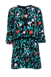 Current Boutique-Kate Spade - Black w/ Multicolor Floral Print Crepe Romper Sz 4