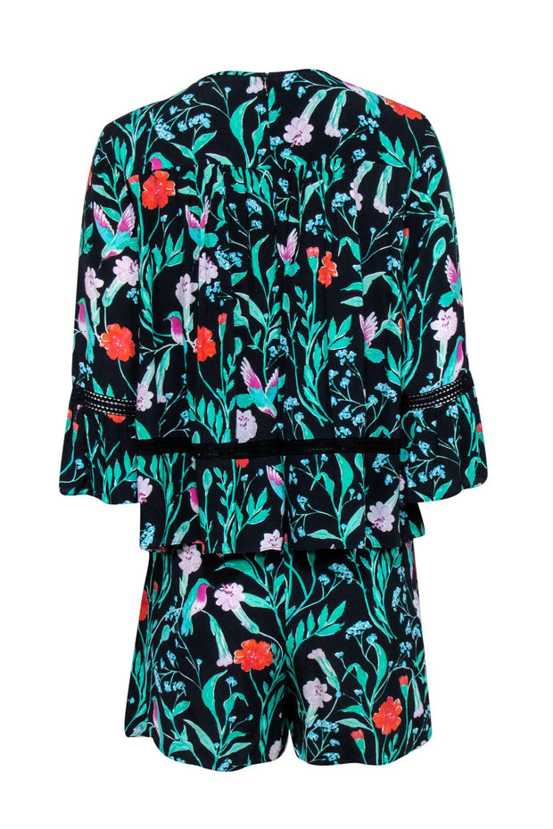 Current Boutique-Kate Spade - Black w/ Multicolor Floral Print Crepe Romper Sz 4