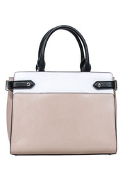Current Boutique-Kate Spade - Beige, White & Black Saffiano "Staci" Leather Satchel