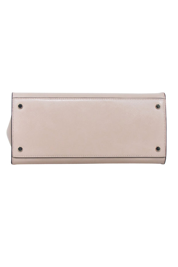 Current Boutique-Kate Spade - Beige, White & Black Saffiano "Staci" Leather Satchel