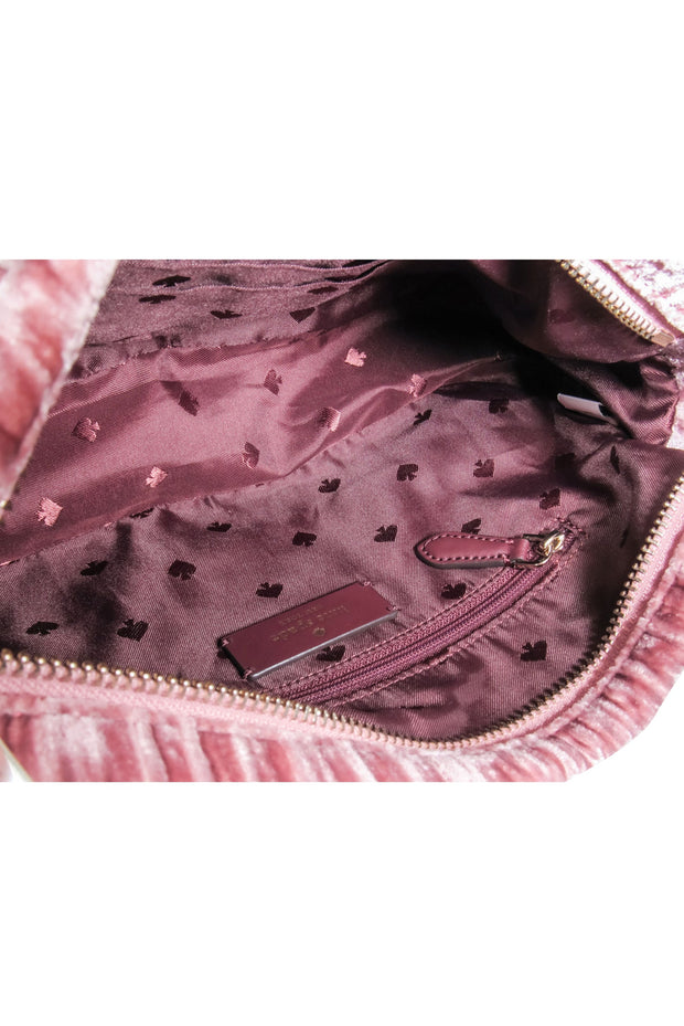Current Boutique-Kate Spade - Pink Crushed Velvet Baguette Shoulder Bag