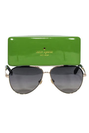Current Boutique-Kate Spade - Gold Aviatior Sunglasses w/ Black Trim & Dark Lenses