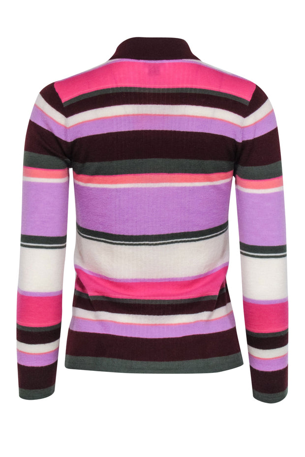 Current Boutique-Kate Spade - Maroon Multi Color Stripe Wool Polo Sweater Sz XS