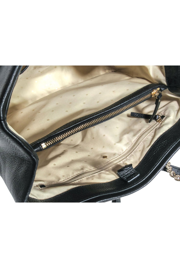 Current Boutique-Kate Spade - Black Leather Large Tote Bag w/ Chain Straps