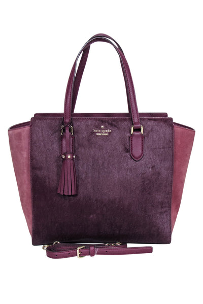 Current Boutique-Kate Spade - Deep Plum Calf Hair "Hadlee" Tote