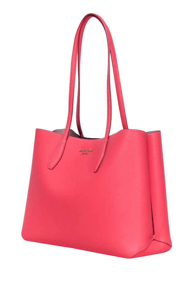 Current Boutique-Kate Spade - Coral Pink Pebbled Leather Hook Closure Tote Bag
