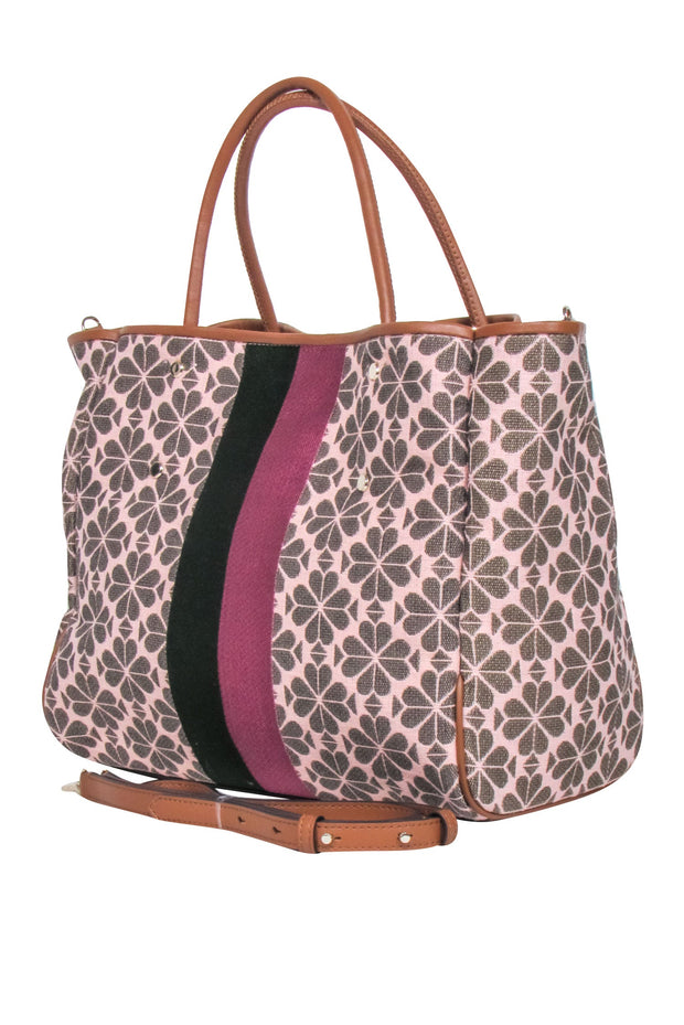 Current Boutique-Kate Spade - Blush, Tan, Green, & Mauve Logo Print Tote Bag