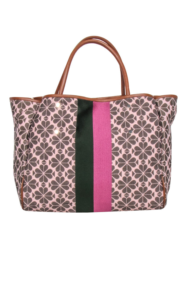 Current Boutique-Kate Spade - Blush, Tan, Green, & Mauve Logo Print Tote Bag
