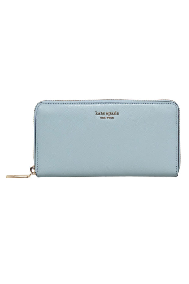 Current Boutique-Kate Spade - Aqua Blue Zip-Around Continental Wallet
