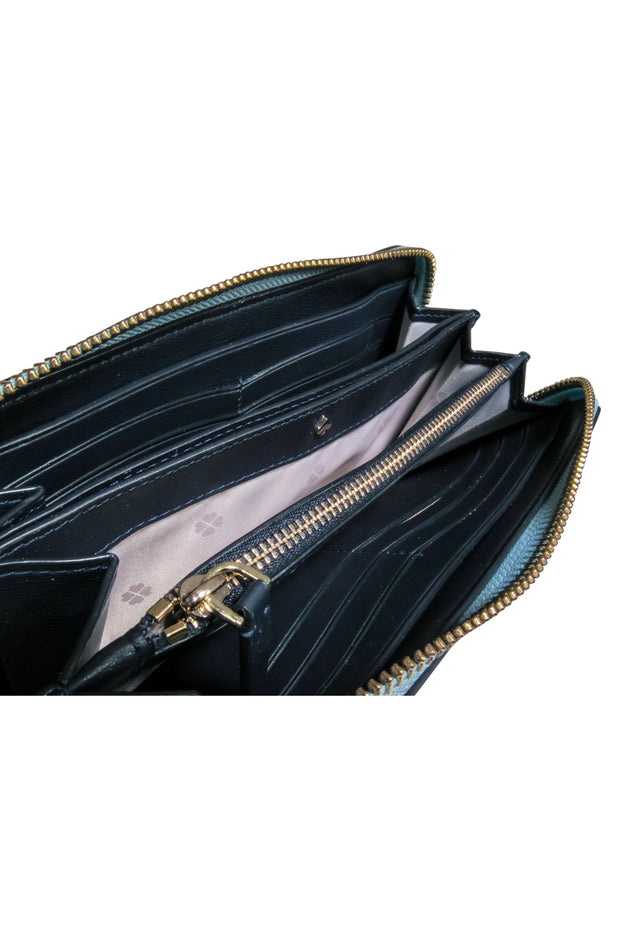 Current Boutique-Kate Spade - Aqua Blue Zip-Around Continental Wallet