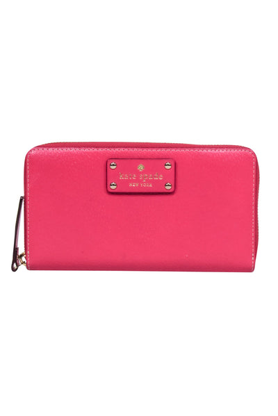 Current Boutique-Kate Spade - Magenta Pink Lather Zipper Around Wallet
